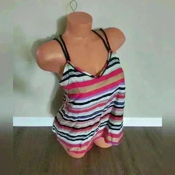Jessica Simpson Women's Vneck Oversized Striped Tank Top Size Medium - Picture 2 of 7